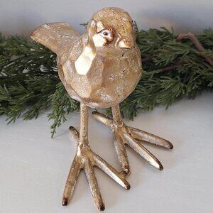 Faux Brass Bird Sculpture Figurine statue metal & heavy gold